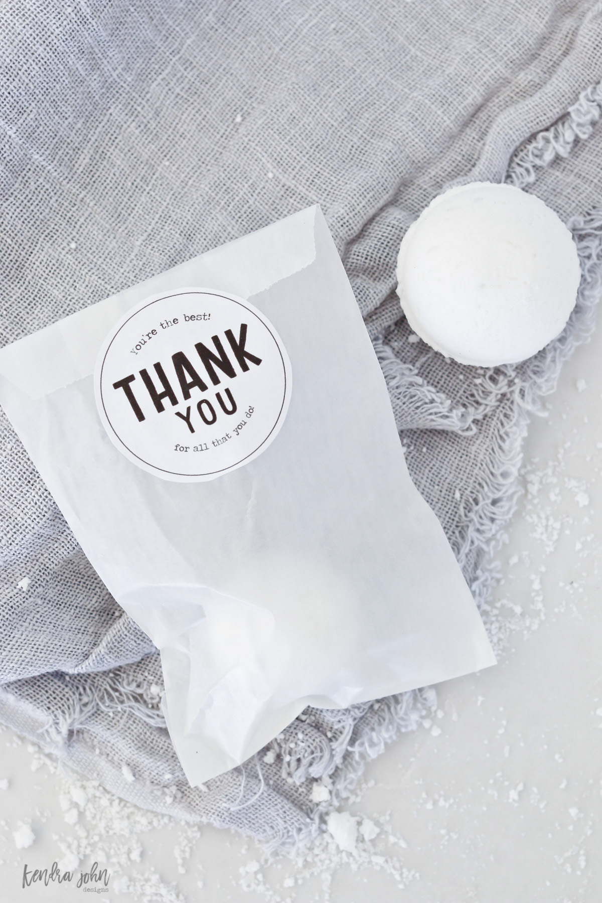 Bath Bomb in bag for gifting with "Thank You" gift tag