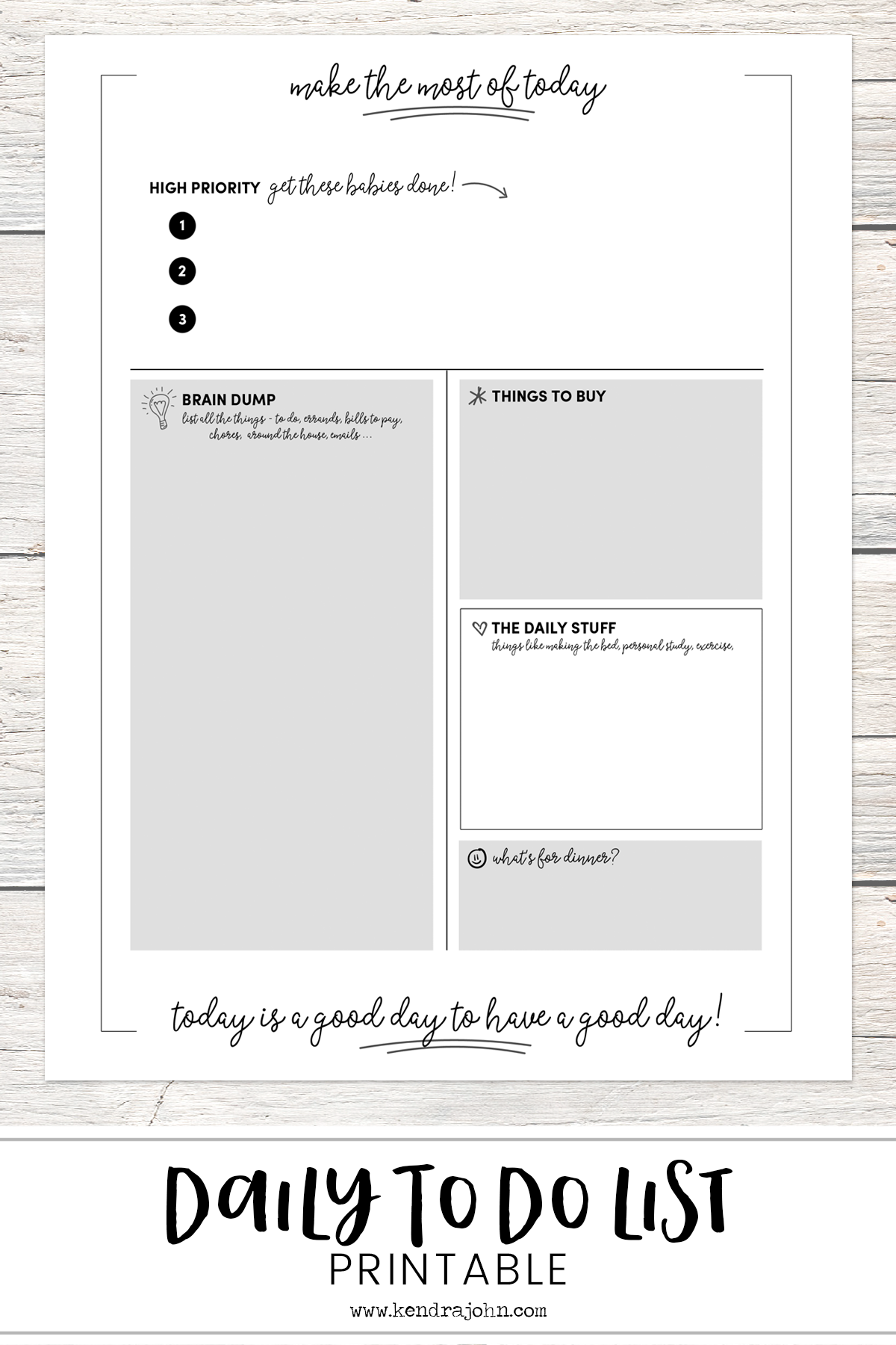 Daily To Do List Printable