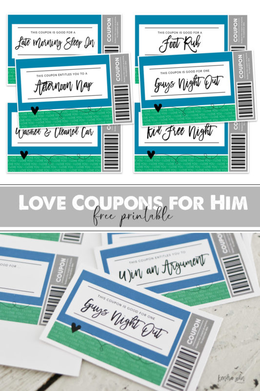 Printable Love Coupons for Him Kendra John Designs