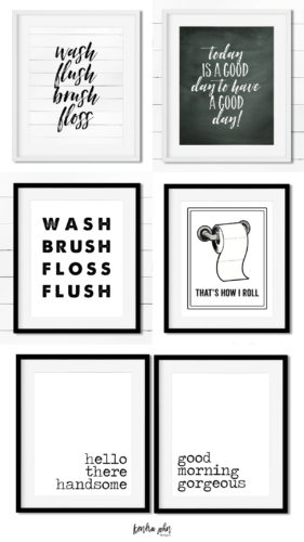 10 Free Black and White Bathroom Printables - Kendra John Designs