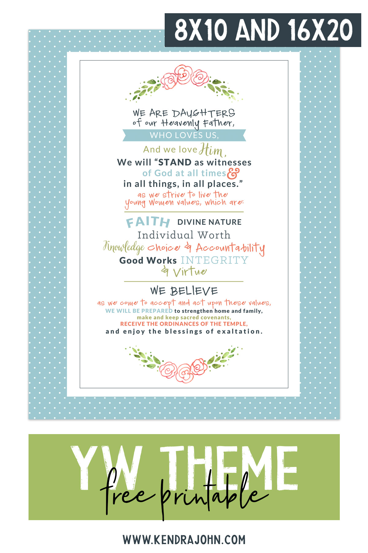 YW Theme Free Printable