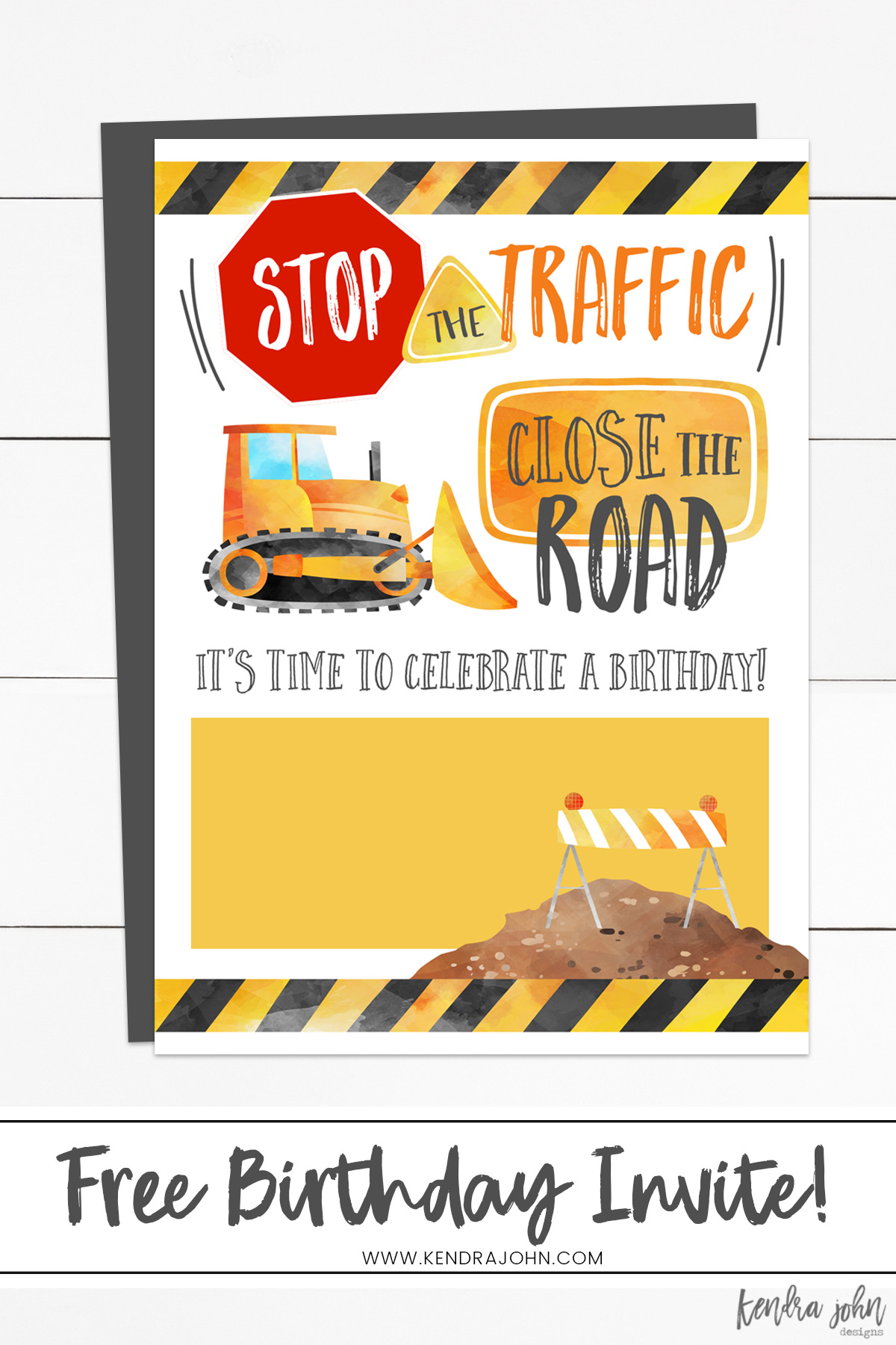 [Free] Construction Birthday Party Invitations | Kendra John Designs