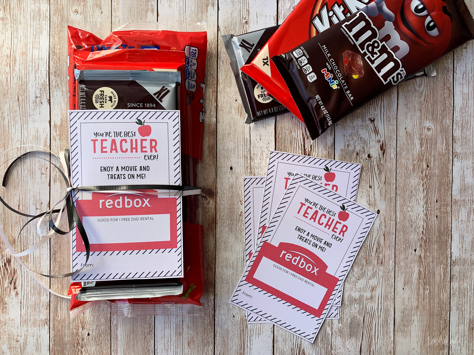 Gift for Teachers with Redbox Code and Treats
