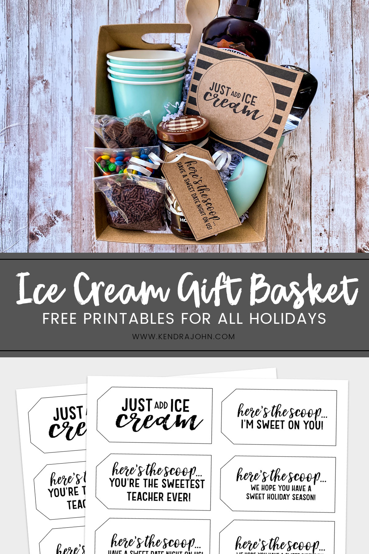 Ice Cream Gift Basket Idea for Pinterest