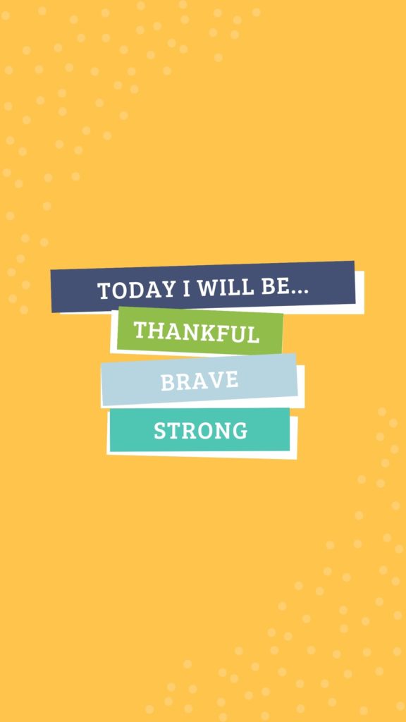 Yellow Phone Background that say Today I will Be ... Thankful, Brave and Strong